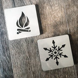 Stainless Steel Campfire 4x4 Metal Coaster Set