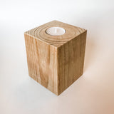 Cedar Wood Block Tea Light Candle Holder Rustic Farmhouse Industrial