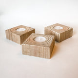 Cedar Wood Block Tea Light Candle Holder Rustic Farmhouse Industrial