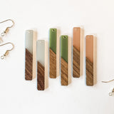 Wood and Resin Stick Drop Earrings Handmade Gift